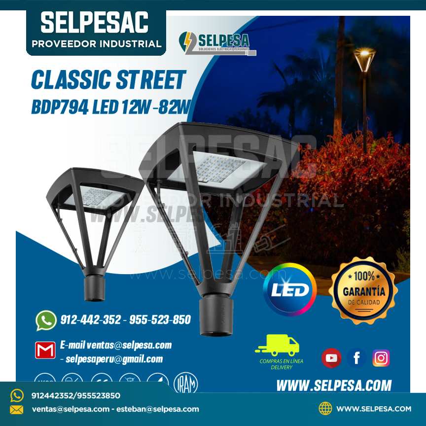 LUMINARIA CLASSIC STREET BDP794 LED 12W-82W PHILIPS