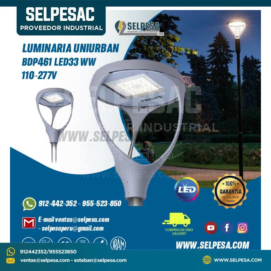 LUMINARIA UNIURBAN BDP461 LED33 WW  110-277V PHILIPS