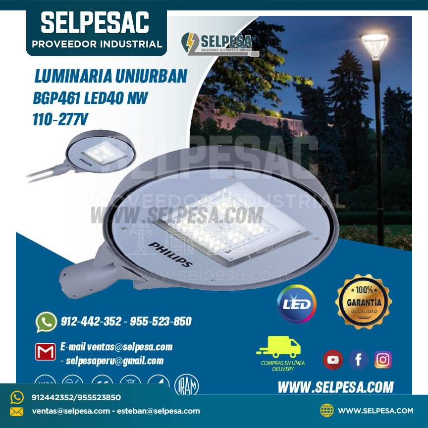 LUMINARIA UNIURBAN BGP461 LED40 NW  110-277V PHILIPS
