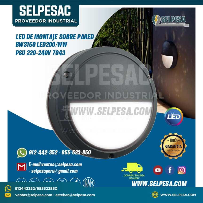 LED DE MONTAJE  SOBRE PARED BWS150 LED200/WW PSU 220-240V 7043 PHILIPS
