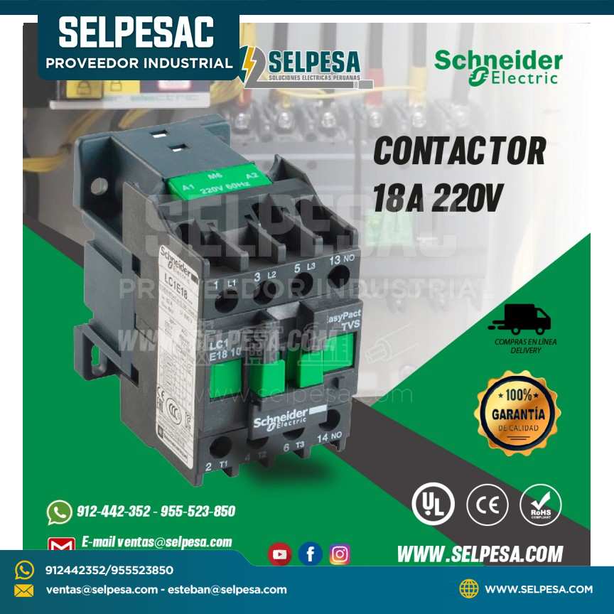 CONTACTOR 18A 22 V RIEL-DIN SCHNEIDER