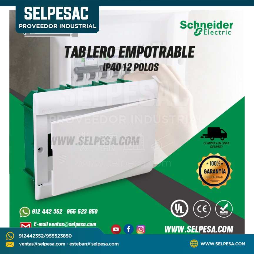 TABLERO EMPOTRABLE  IP40 12 POLOS SCHNEIDER