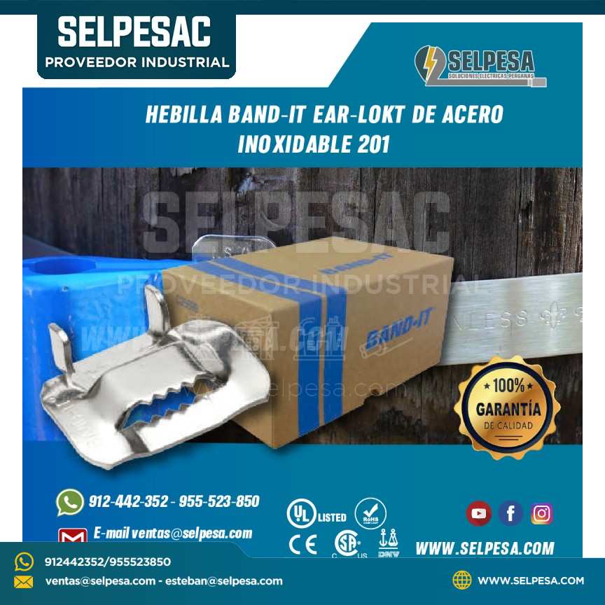 HEBILLA BAND-IT EAR-LOKT DE ACERO INOXIDABLE 201 BAND IT