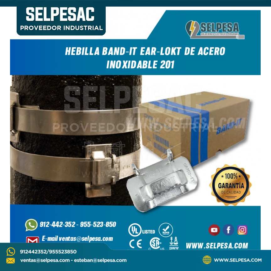 HEBILLA BAND-IT EAR-LOKT DE ACERO INOXIDABLE 201 BAND IT