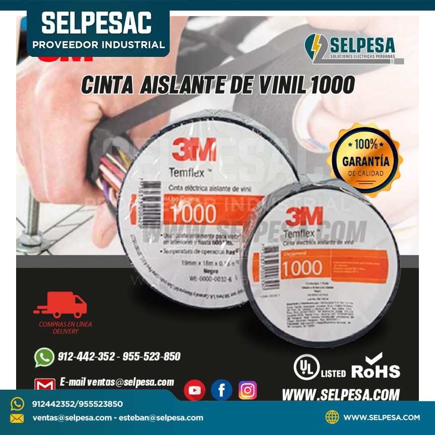 CINTA ELÉCTRICA AISLANTE DE VINIL 1000 3M