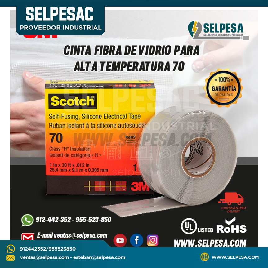 CINTA FIBRA DE VIDRIO  SCOTCH PARA ALTA TEMPERATURA 70 3M