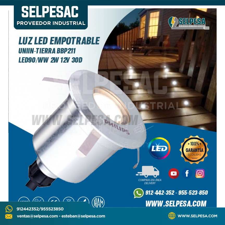 LUZ LED EMPOTRABLE UNIIN-TIERRA BBP211 LED90/WW 2W 12V 30D