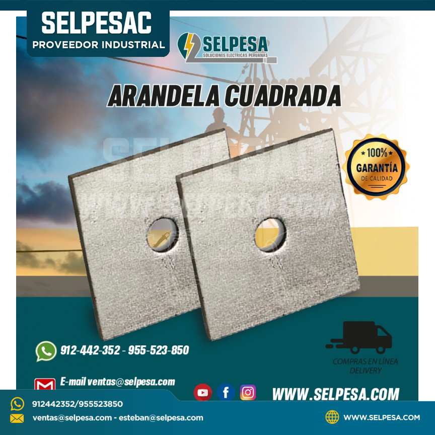 ARANDELA CUADRADA PLANA FOGO 4´´ X 4´´ X 1/4´´ - ARANDELA DE ANCLAJE
