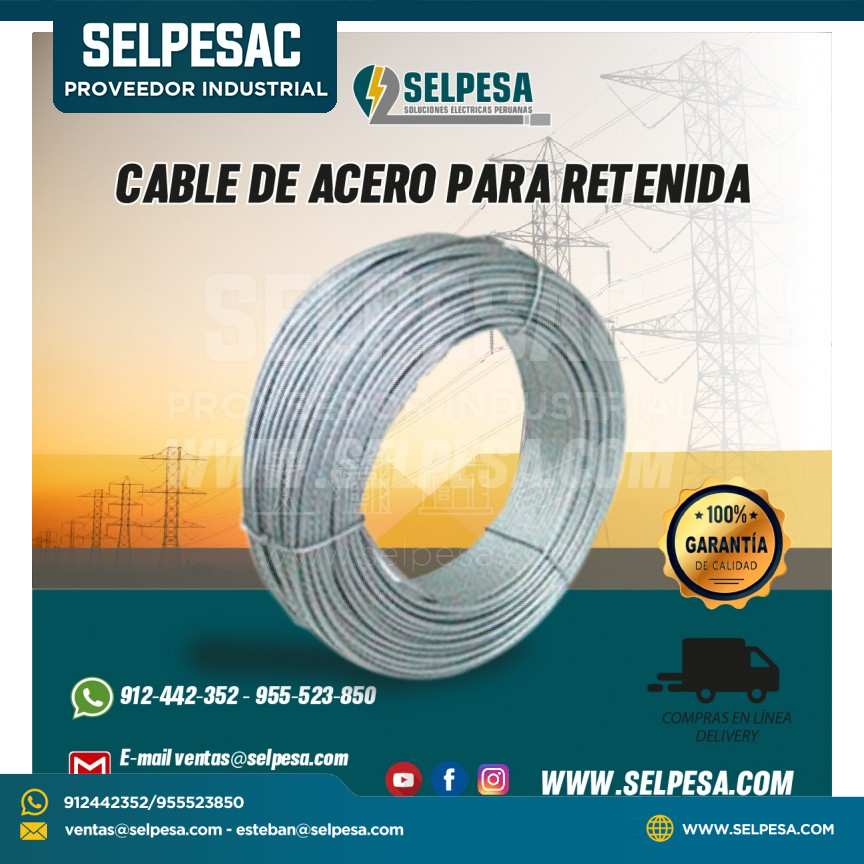 CABLE DE ACERO GALVANIZADO PARA RETENIDA 1/4´´