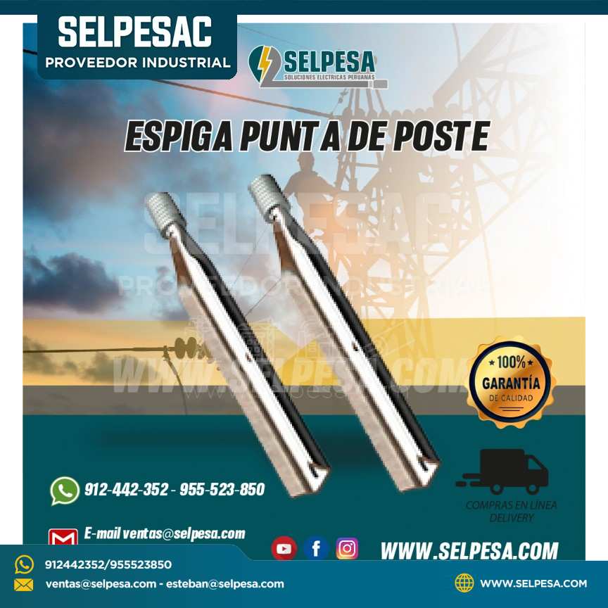 ESPIGA PARA CABEZA DE POSTE GALVANIZADO EN ACERO
