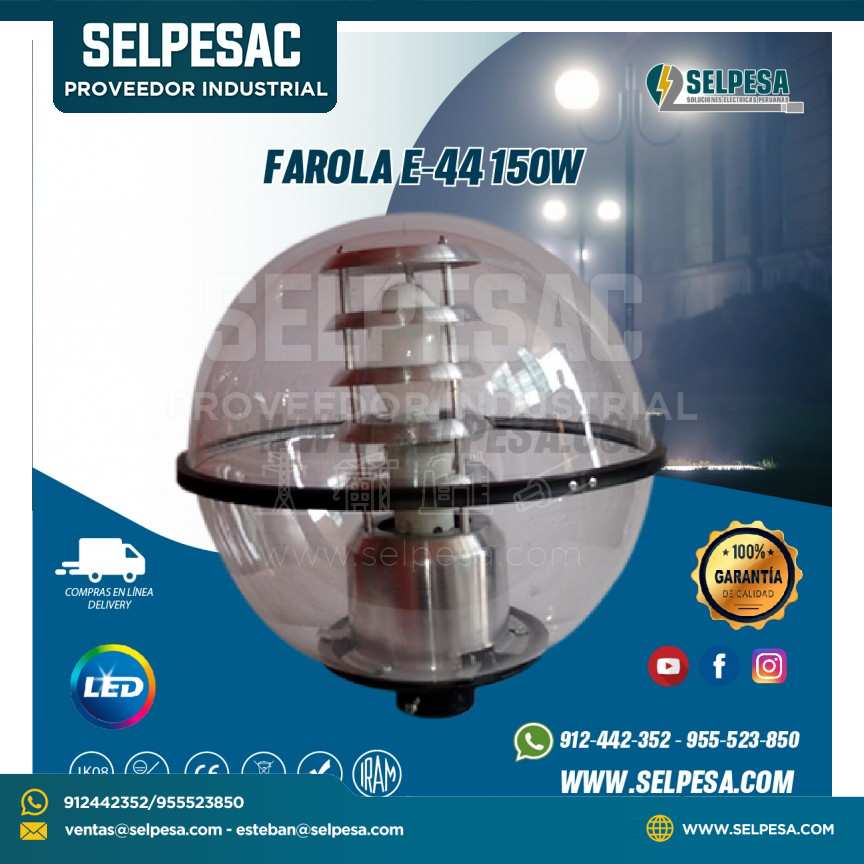 FAROLA ESFÉRICA ACRILICA E-44 150W PHILIPS