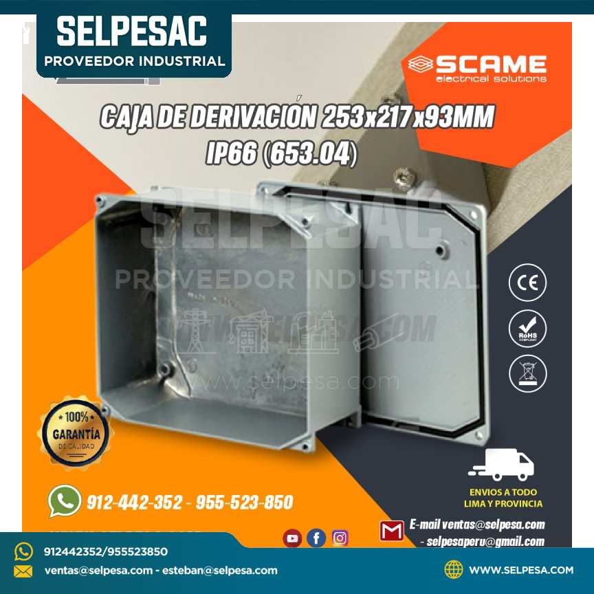 CAJA DE DERIVACIÓN 253X217X93MM IP66 (653.4) SCAME