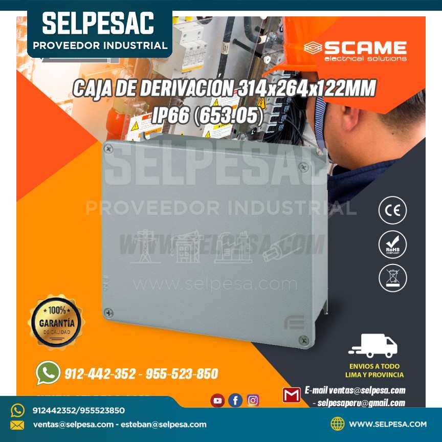 CAJA DE DERIVACIÓN 314X264X122MM IP66 (653.5) SCAME