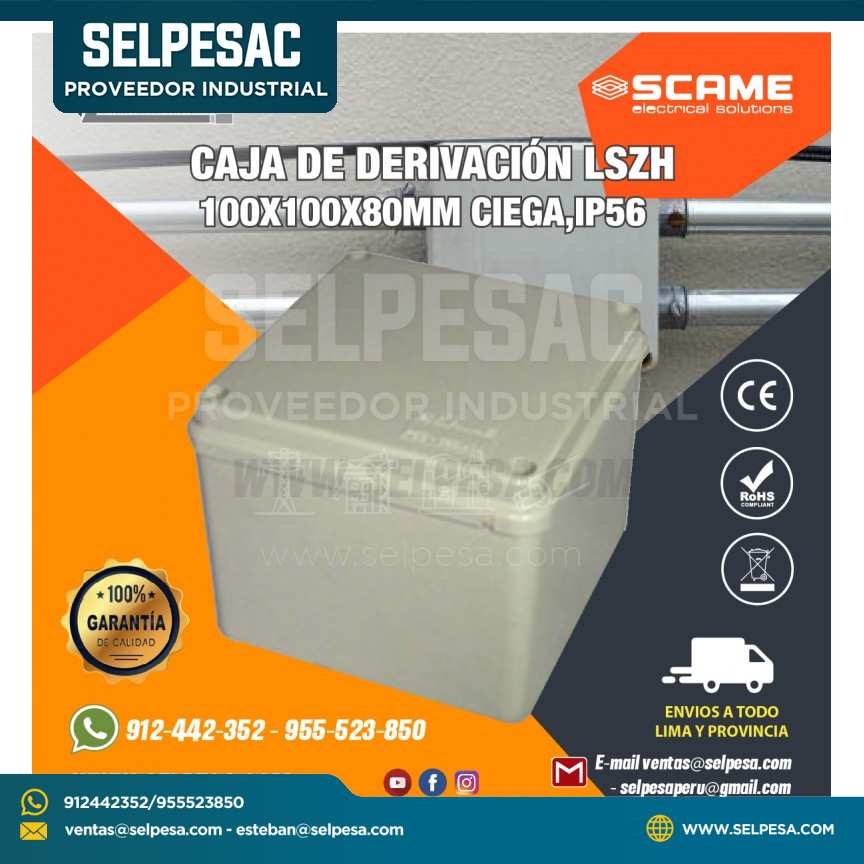 CAJA DE DERIVACIÓN LSZH 100X100X80MM  CIEGA IP56 SCAME