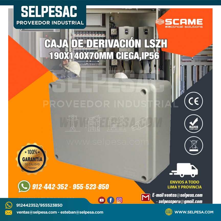 CAJA DE DERIVACIÓN LSZH 190X140X70 CIEGA - IP56 SCAME