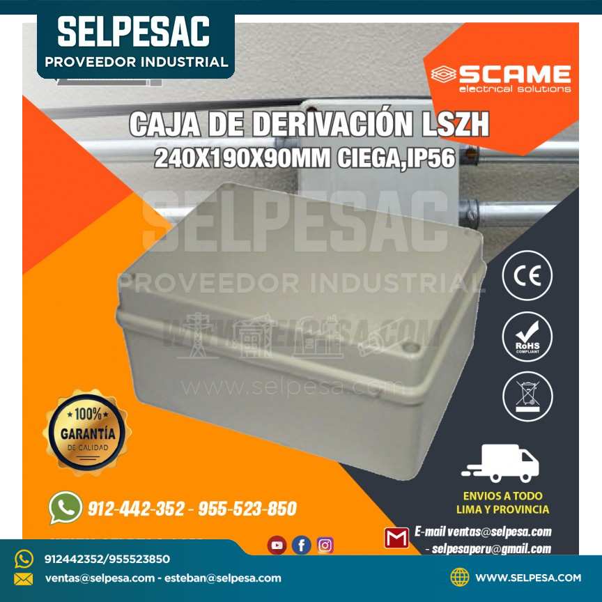 CAJA DE DERIVACIÓN LSZH 240X190X90 CIEGA  - IP56 SCAME