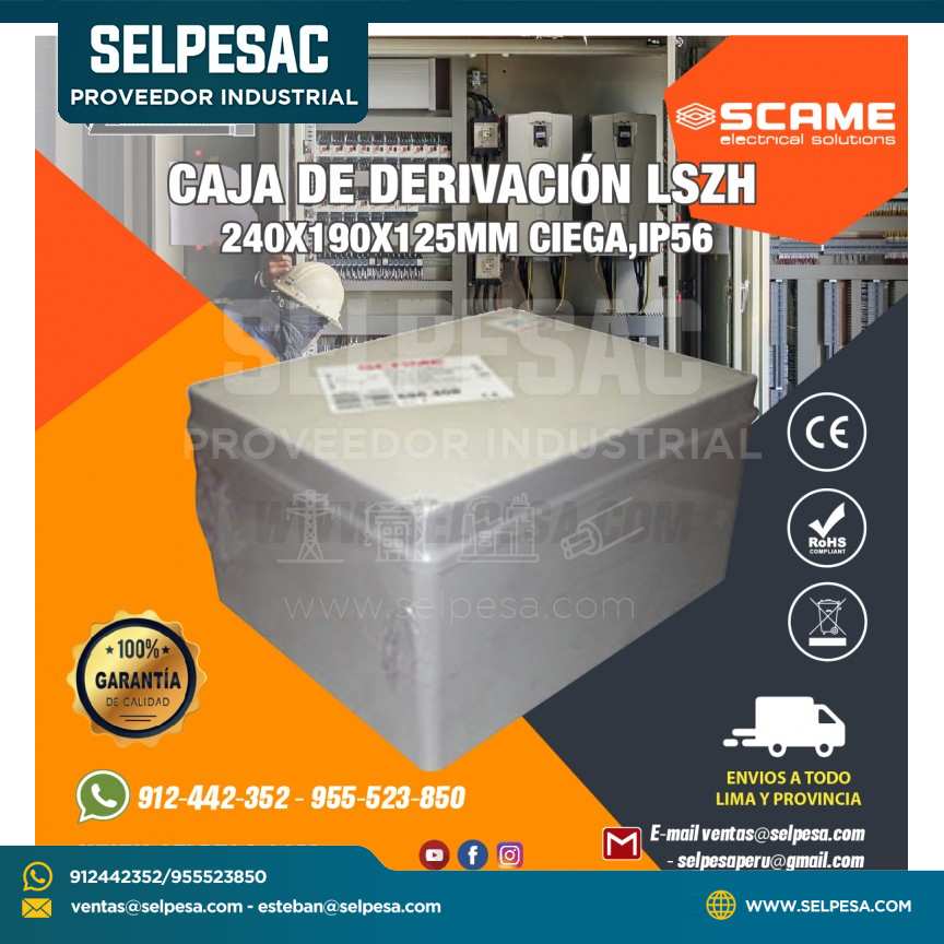 CAJA DE DERIVACIÓN LSZH 240X190X125 CIEGA  - IP56 SCAME