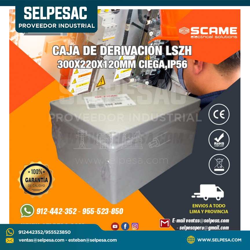 CAJA DE DERIVACIÓN LSZH 300X220X120MM CIEGAIP56 SCAME