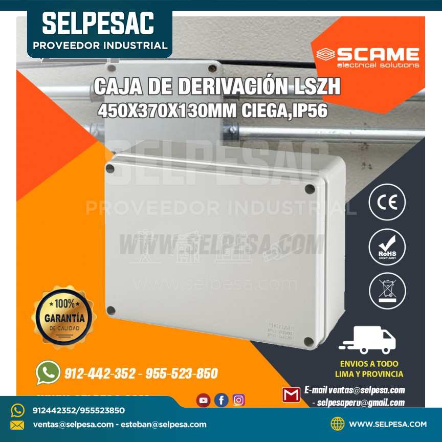 CAJA DE DERIVACIÓN LSZH 380X300X120MM CIEGA IP56 SCAME