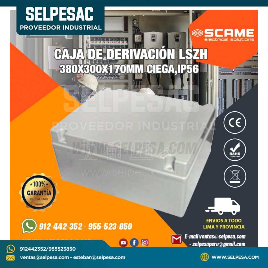 CAJA DE DERIVACIÓN LSZH 380X300X170MM CIEGA - IP56 SCAME