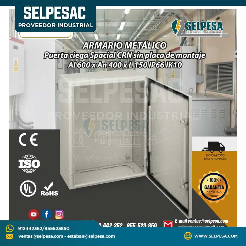 TABLERO HERMÉTICO  PUERTA CIEGA SPACIAL CRN  Alt.600 x An. 400 x L 150 IP66/ik10