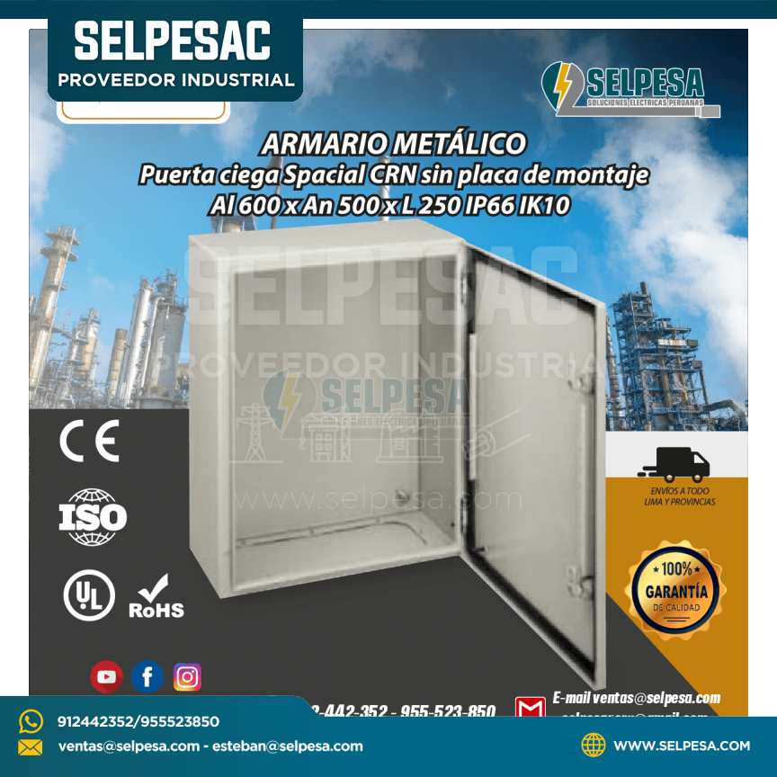 TABLERO HERMÉTICO  PUERTA CIEGA SPACIAL CRN  Alt.600 x An. 500 x L 250 IP66/ik10