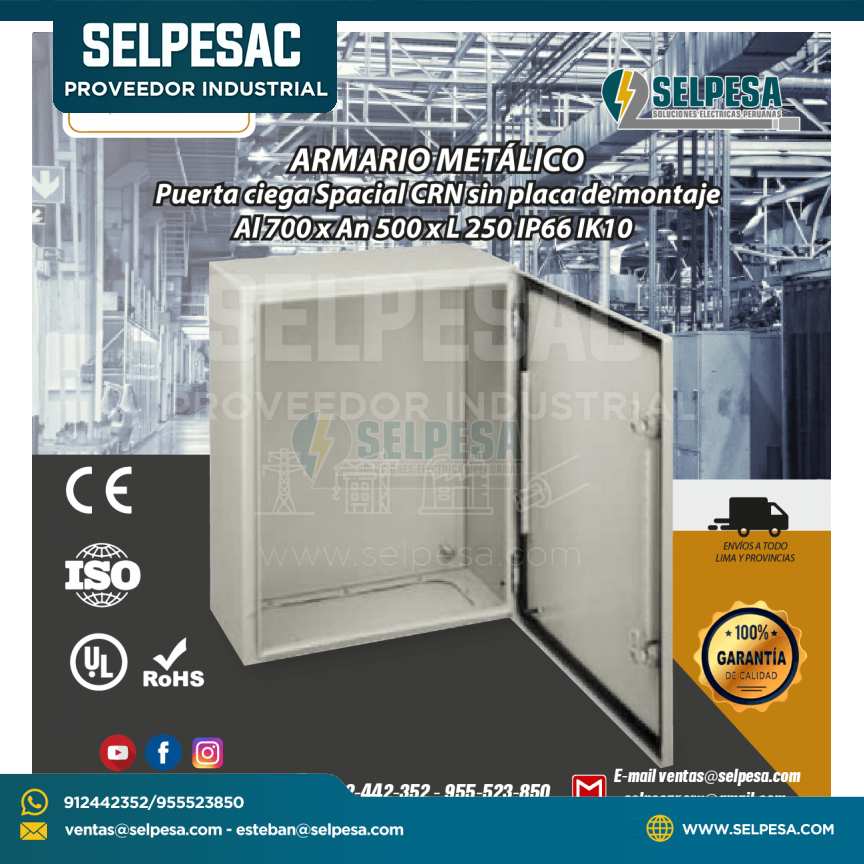 TABLERO HERMÉTICO  PUERTA CIEGA SPACIAL CRN  Alt.700 x An. 500 x L 250 IP66/ik10