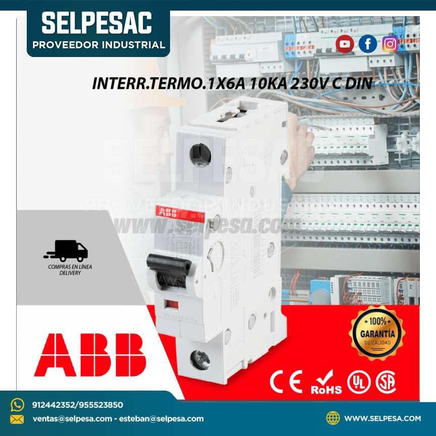 INTERURPTOR TERMOMAGNÉTICO 1X6A 10KA 230V C DIN - ABB