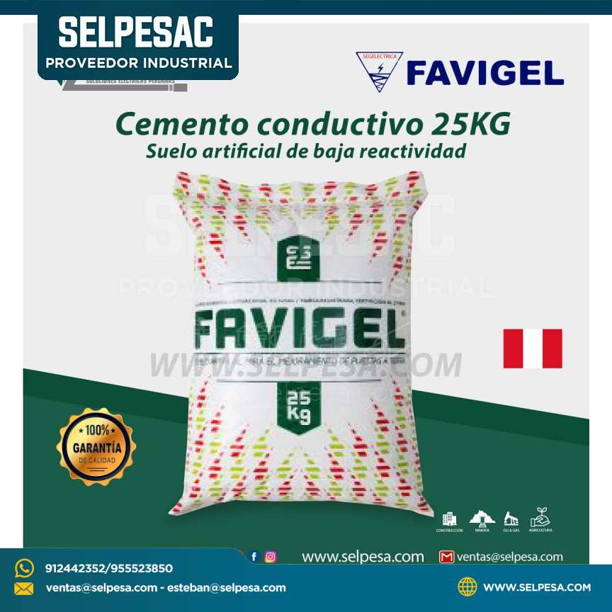 CEMENTO CONDUCTIVO FAVIGEL 25KG SUELO ARTIFICIAL DE BAJA REACTIVIDAD
