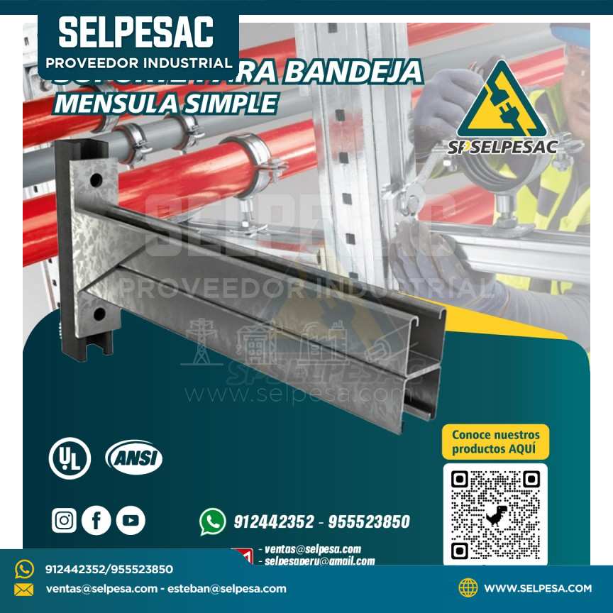 SOPORTE MÉNSULA 20CM PARA CANASTILLA BANDEJA GALVANIZADA