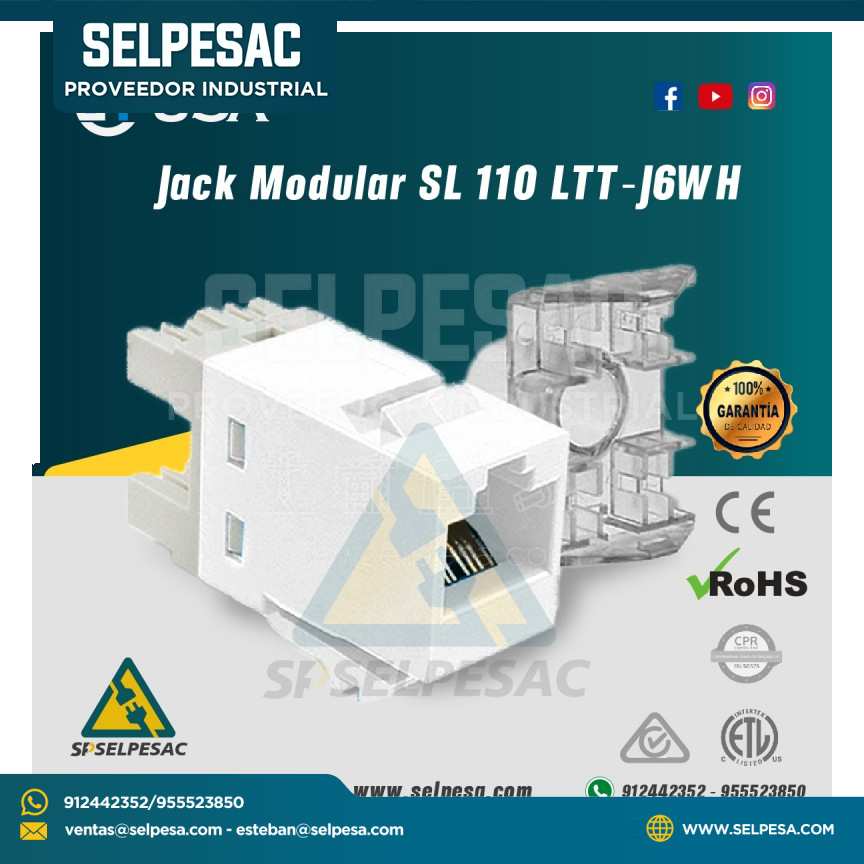 JACK MODULAR SL 110 LTT -J6 BLANCO - LTUSA