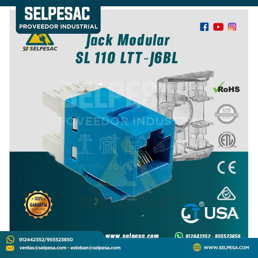JACK MODULARES SL 110 LTT-J6 AZUL - LTUSA