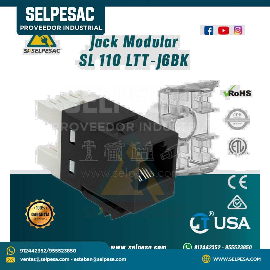 JACK MODULARES SL 110 LTT-J6 NEGRO - LTUSA