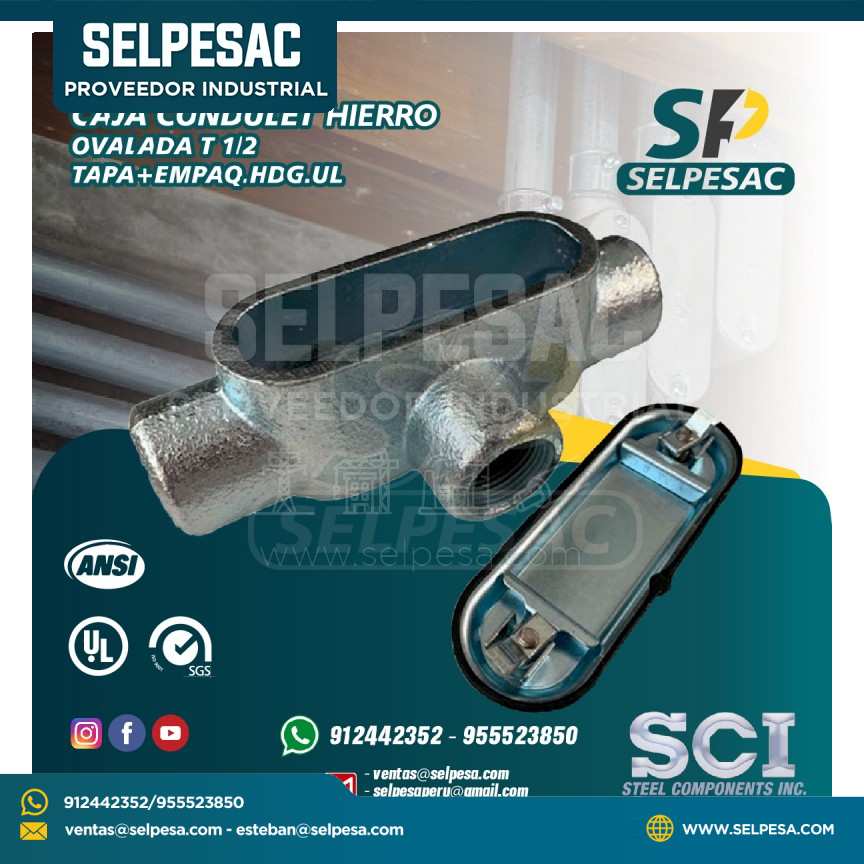 CAJA CONDULET HIERRO OVALADA SCI - T 1/2, TAPA+EMPAQ.HDG.UL