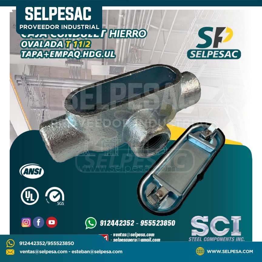 CAJA CONDULET HIERRO OVALADA SCI - T 1,1/2 - TAPA+EMPAQ.HDG.UL