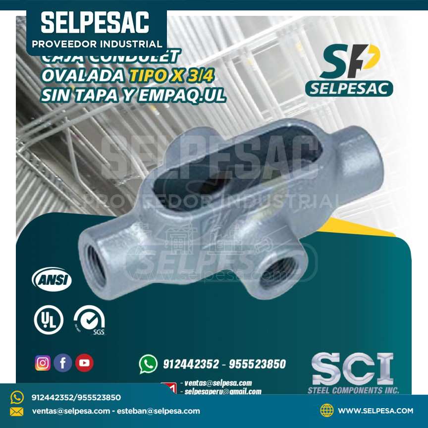 CAJA CONDULET OVALADA HIERRO SCI - TIPO X 3/4 SIN TAPA Y EMPAQ.UL