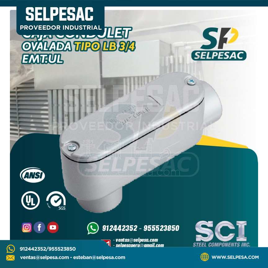 CAJA CONDULET OVALADA ALUMINIO SCI - TIPO LB 3/4 EMT.UL
