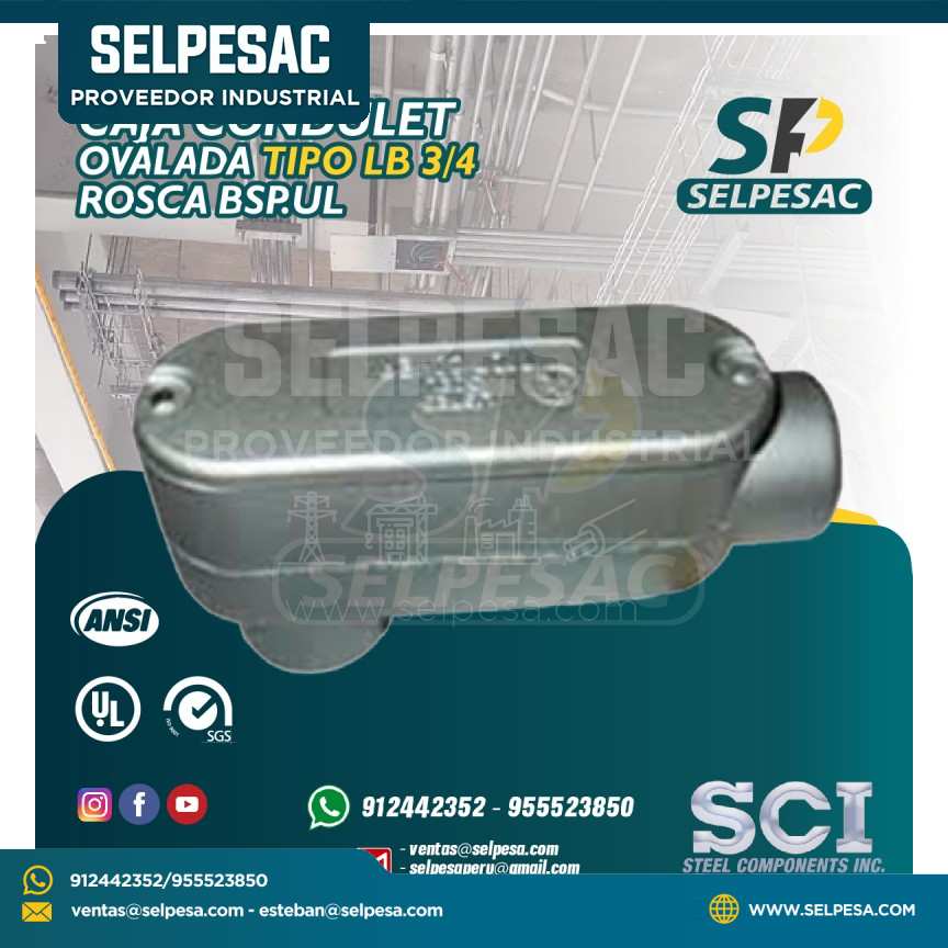 CAJA CONDULET ALUMINIO OVALADA SCI - TIPO LB 3/4 ROSCA BSP.UL