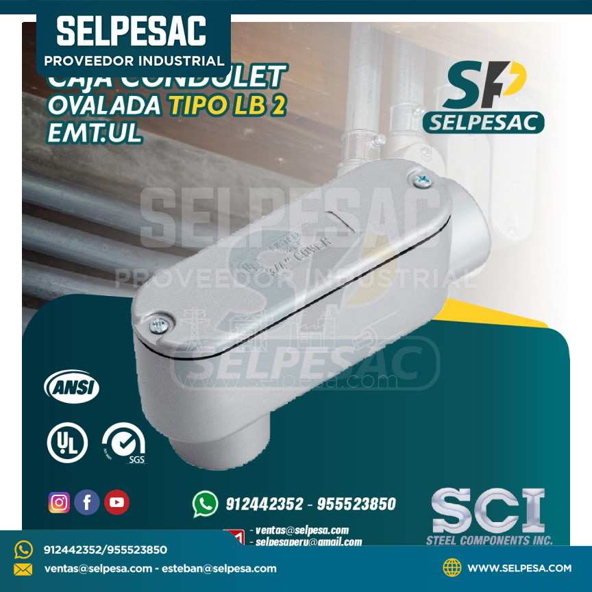 CAJA CONDULET ALUMINIO OVALADA SCI - TIPO LB 2 EMT.UL