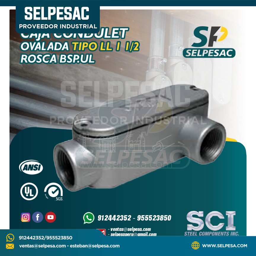 CAJA CONDULET ALUMINIO OVALADA SCI - TIPO LL 1, 1/2 ROSCA BSP.UL