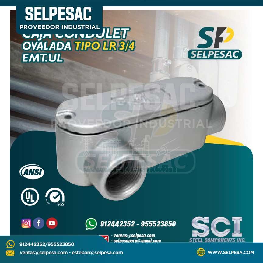 CAJA CONDULETALUMINIO OVALADA SCI - TIPO LR 3/4´´ EMT.UL