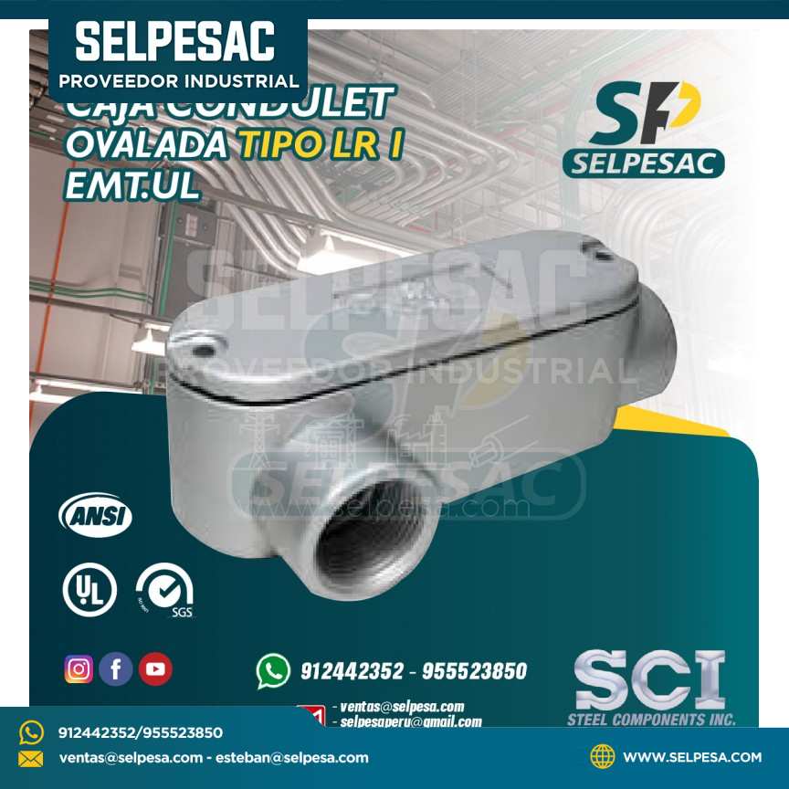 CAJA CONDULET ALUMINIO OVALADA SCI TIPO LR 1´´ EMT.UL