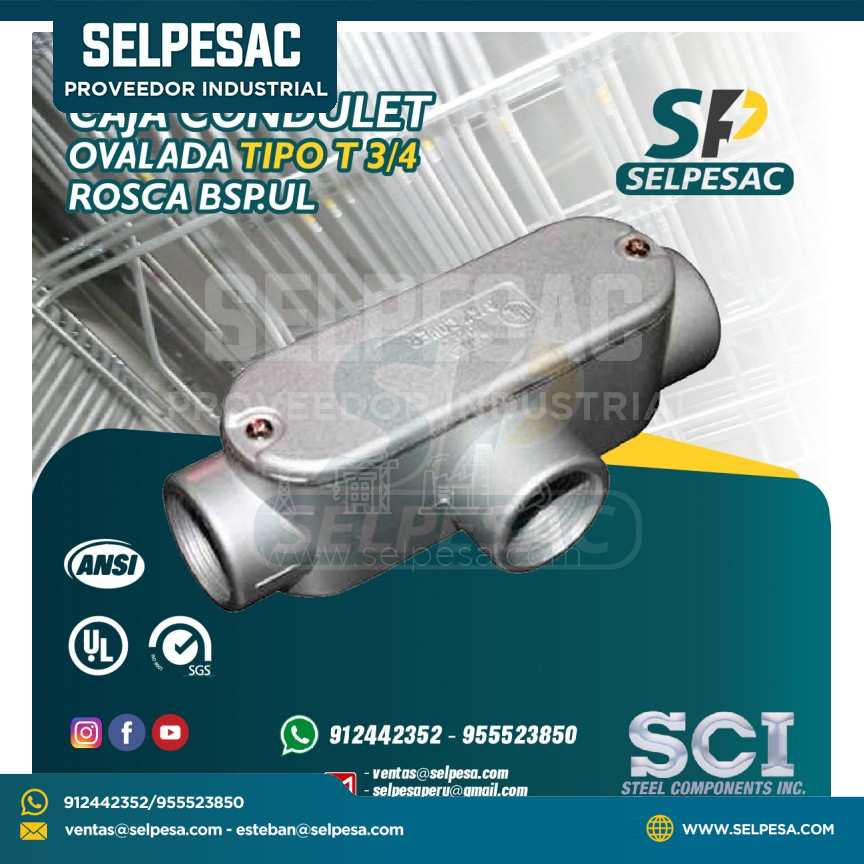 CAJA CONDULET ALUMINIO OVALADA SCI - TIPO T 3/4´´ ROSCA BSP.UL