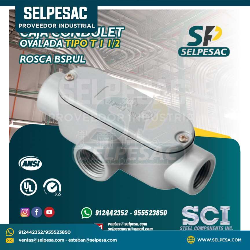 CAJA CONDULET ALUMINIO OVALADA SCI - TIPO T 1, 1/2´´ ROSCA BSP.UL