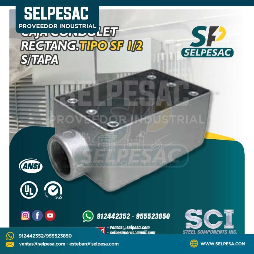 CAJA CONDULET RECTANGULAR TIPO SF 1/2´´ SIN TAPA