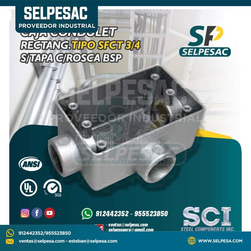 CAJA CONDULET RECTANGULAR TIPO SFCT 3/4´´ S/TAPA C/ROSCA BSP