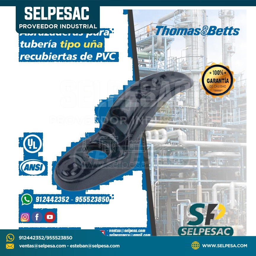 OCAL BLUE / THOMAS & BETTS - ABRAZADERAS PARA TUBERÍA TIPO UÑA RECUBIERTAS DE PVC HIERRO MALEABLE/ACERO