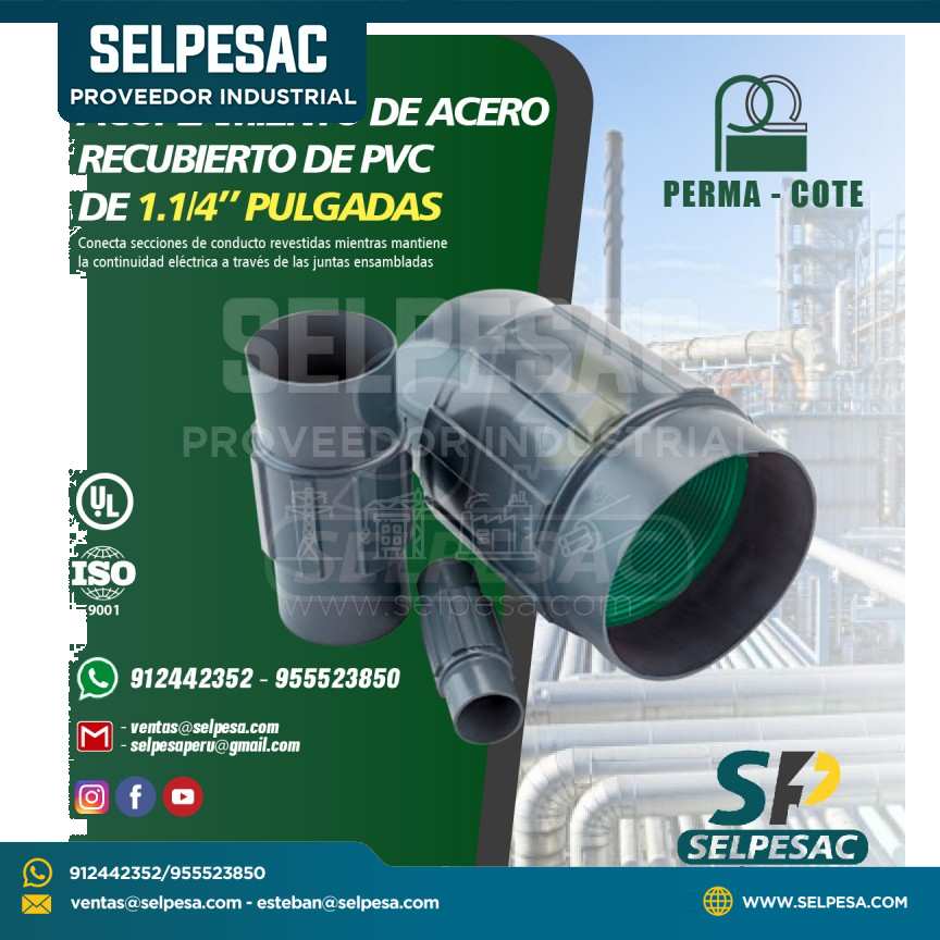 ACOPLAMIENTO DE ACERO RECUBIERTO DE PVC 1. 1/4´´ PULGADAS