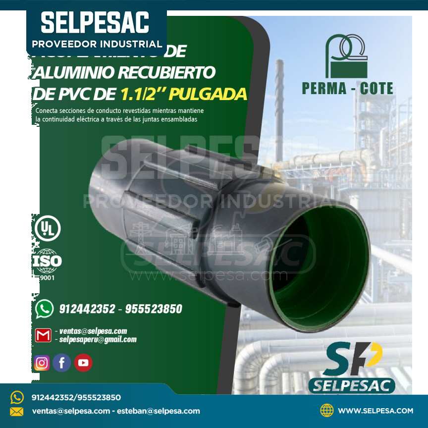 ACOPLAMIENTO DE ALUMINIO RECUBIERTO DE PVC 1. 1/2´´ PULG.