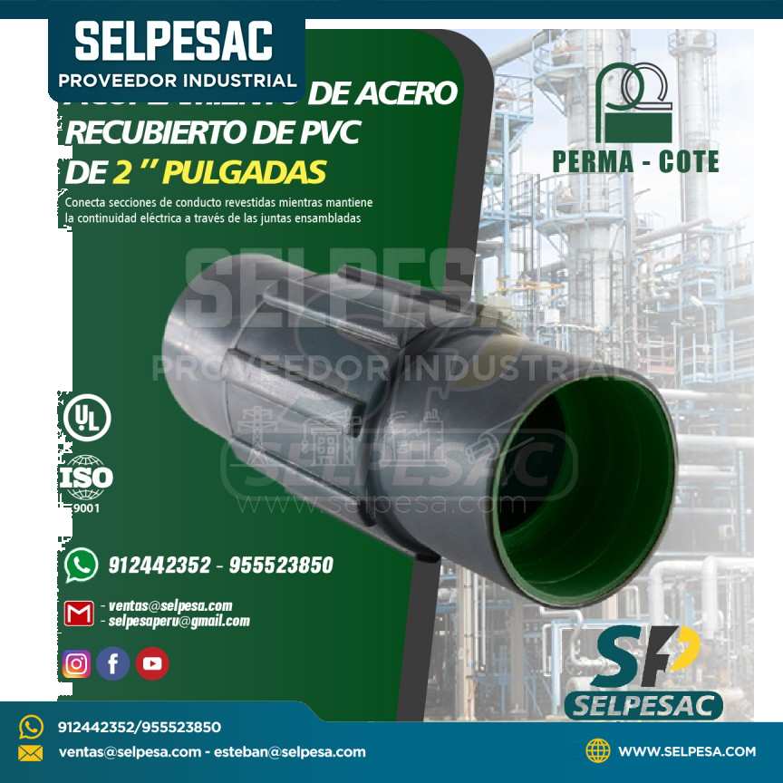 ACOPLAMIENTO DE ACERO RECUBIERTO DE PVC DE 2´´ PULGADA.